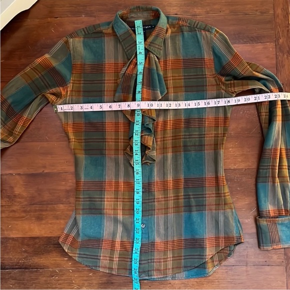 Ralph Lauren Gordon Plaid Ruffle Front Blouse - Picture 9 of 16
